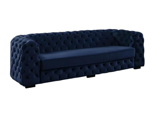 Vente-unique - Sofa Chesterfield 3-Sitzer - Samt - Dunkelblau - Stanley von Vente-unique