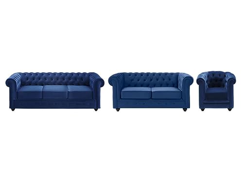Vente-unique-Couchgarnitur 3+2+1 - Samt - Dunkelblau - Chesterfield Vente-unique-Couchgarnitur 3+2+1 - Samt - Dunkelblau - Chesterfield von Vente-unique