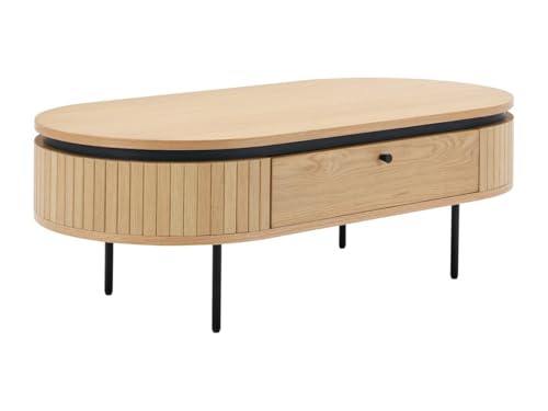 Vente-unique-Couchtisch mit 2 Schubladen - Eichenfurnier & Metall - Holzfarben hell & Schwarz - CARDIONA von Vente-unique