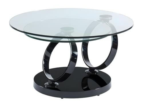 Vente-unique Couchtisch mit drehbaren Tischplatten - Sicherheitsglas & Metall - Transparent & Schwarz - Joline von Vente-unique