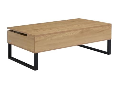 Vente-unique-Couchtisch mit höhenverstellbarer Tischplatte - MDF & schwarzer Stahl - Holzfarben - SECALI von Vente-unique