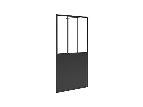 Vente-unique-Duschtrennwand Seitenwand italienische Dusche - Schwarz matt - Industrial Style - 140 x 200 cm - URBANIK von Vente-unique