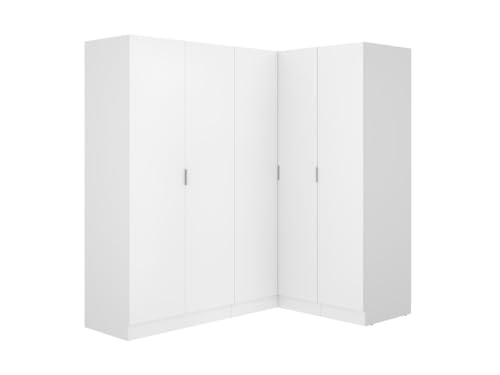 Vente-unique - Eckkleiderschrank mit 5 Türen - 173 cm - Weiß - LISTOWEL von Vente-unique