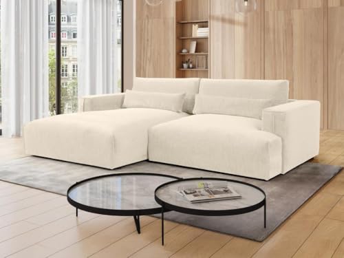 Vente-unique-Ecksofa - Ecke Links - Chenille-Stoff - Beige - COLYSA von Vente-unique