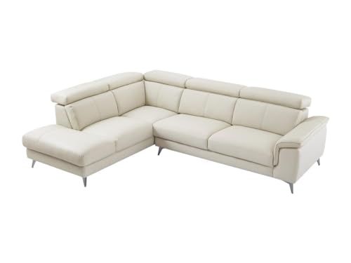 Vente-unique - Ecksofa - Ecke Links - Leder - Cremefarben - MARAMBA von Vente-unique