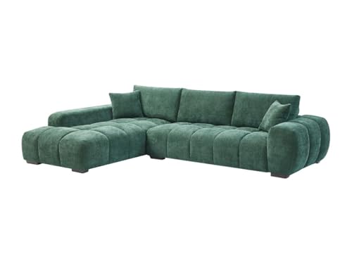 Vente-unique-Ecksofa - Ecke Links - Strukturstoff - Grün - BERENIA von Vente-unique