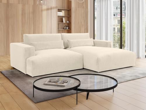 Vente-unique-Ecksofa - Ecke rechts - Chenille-Stoff - Beige - COLYSA von Vente-unique