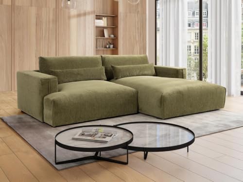 Vente-unique-Ecksofa - Ecke rechts - Chenille-Stoff - Khaki - COLYSA von Vente-unique