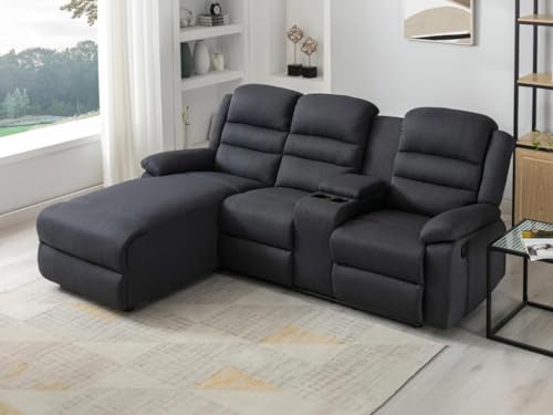 Vente-unique-Ecksofa Relaxsofa - Ecke Links - Stoff - Anthrazit - Macedonia von Vente-unique