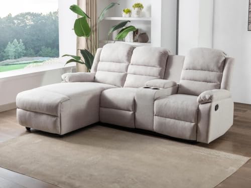 Vente-unique - Ecksofa Relaxsofa - Ecke Links - Stoff - Beige - Macedonia von Vente-unique