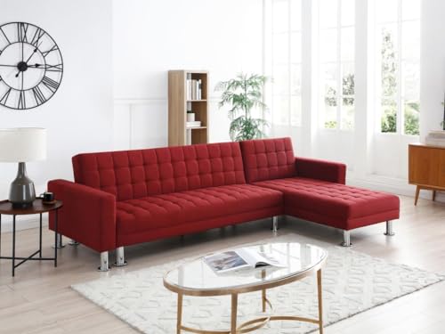 Vente-unique-Ecksofa mit Schlaffunktion - Ecke wechselbar - Stoff - Rot - Willis II Vente-unique-Ecksofa mit Schlaffunktion - Ecke wechselbar - Stoff - Rot - Willis II von Vente-unique