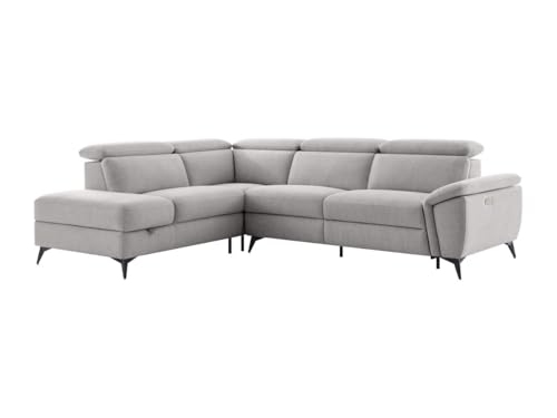 Vente-unique-Ecksofa mit elektrischer Relaxfunktion und linkem Winkel aus hellgrauem Chiné-Stoff CADILO Vente-unique-Ecksofa mit elektrischer Relaxfunktion und linkem Winkel aus hellgrauem Chiné-Stoff CADILO von Vente-unique