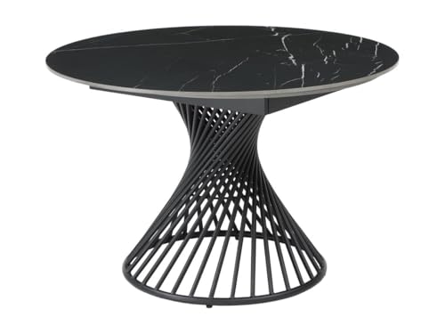 Vente-unique-Esstisch ausziehbar - 4 bis 8 Personen - Keramik & Metall - Marmor-Optik Schwarz - CASTINA von Vente-unique