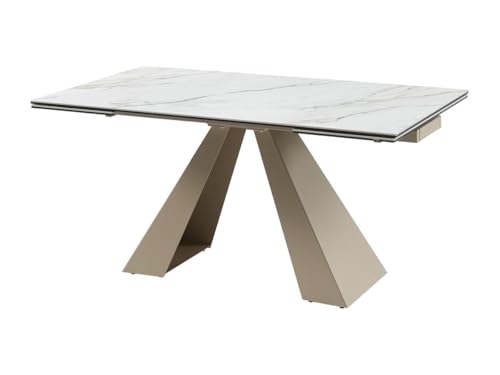 Vente-unique-Esstisch ausziehbar - 6 bis 10 Personen - Keramik & Metall - Marmor-Optik Weiß & Beige - LOZIPA von Pascal MORABITO Vente-unique-Esstisch ausziehbar - 6 bis 10 Personen - Keramik & Metall - Marmor-Optik Weiß & Beige - LOZIPA von Pascal MORABITO von Vente-unique