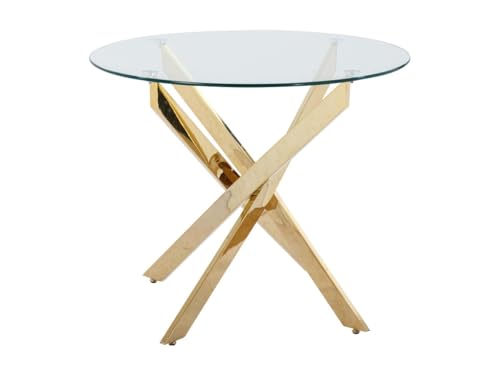 Vente-unique-Esstisch rund für 2 Personen - Sicherheitsglas & goldfarbenes Metall - Transparent - Cosima von Vente-unique