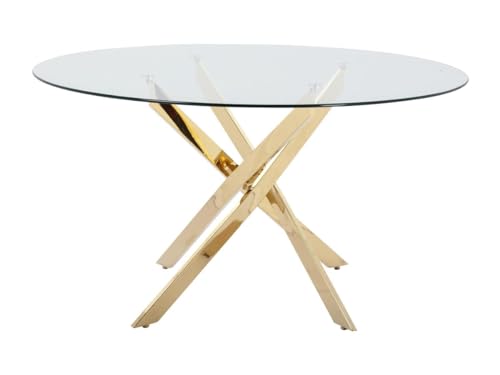 Vente-unique-Esstisch rund für 6 Personen - Sicherheitsglas & goldfarbenes Metall - Transparent - Cosima Vente-unique-Esstisch rund für 6 Personen - Sicherheitsglas & goldfarbenes Metall - Transparent - Cosima von Vente-unique