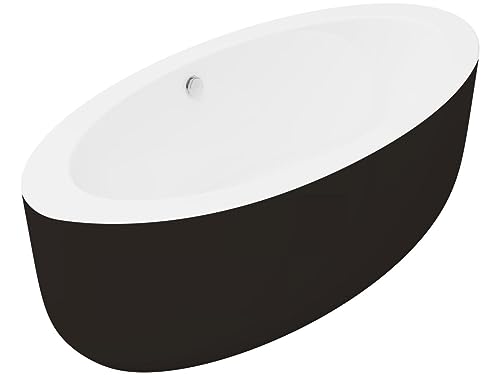 Vente-unique Freistehende Badewanne oval - 251 L - 185 x 90 x 58 cm - Acryl - Schwarz - MARMATI von Vente-unique