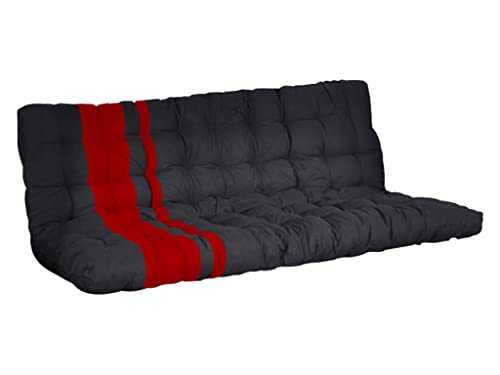 Vente-unique Futon Modulo Bettbankett, 135 x 190 cm, Schwarz und Rot von Vente-unique