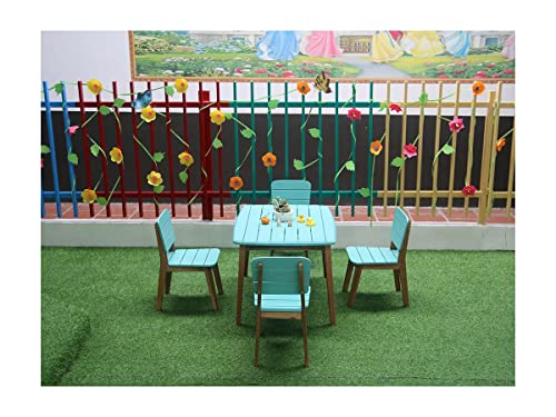 Vente-unique - Garten-Essgruppe für Kinder: 4 Stühle + Tisch - Akazie - Blau - GOZO von MYLIA von Vente-unique