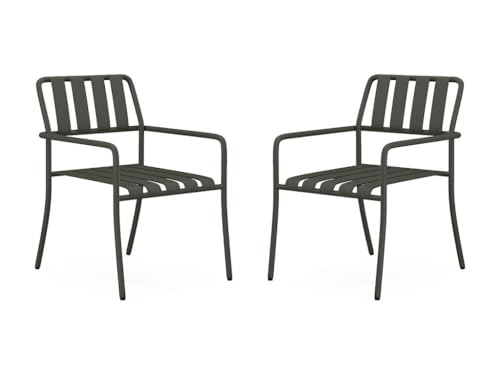 Vente-unique-Gartensessel stapelbar 2er-Set - Metall - Anthrazitgrau - BIRMOS von MYLIA von Vente-unique