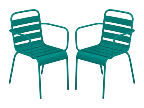 Vente-unique-Gartensessel stapelbar 2er-Set - Metall - Blau - MIRMANDE von MYLIA von Vente-unique