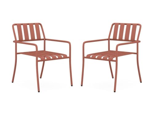 Vente-unique-Gartensessel stapelbar 2er-Set - Metall - Terracotta - BIRMOS von MYLIA von Vente-unique