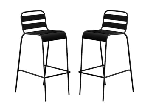 Vente-unique-Gartenstuhl hoch stapelbar 2er-Set - Metall - Schwarz - MIRMANDE von MYLIA von Vente-unique