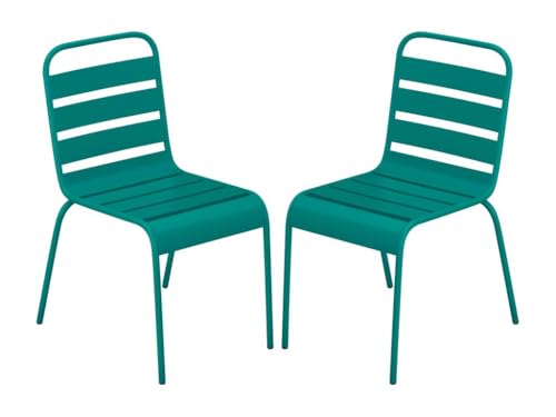 Vente-unique-Gartenstuhl stapelbar 2er-Set - Metall - Blau - MIRMANDE von MYLIA von Vente-unique