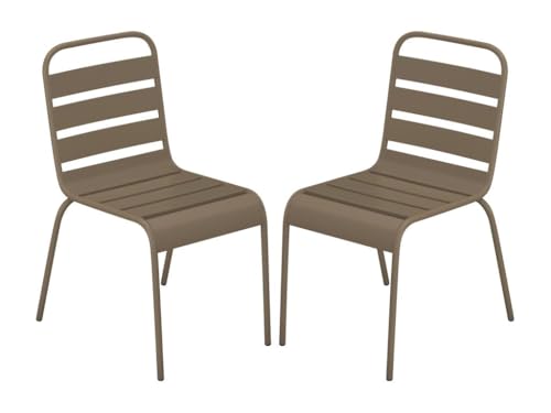 Vente-unique-Gartenstuhl stapelbar 2er-Set - Metall - Taupe - MIRMANDE von MYLIA Vente-unique-Gartenstuhl stapelbar 2er-Set - Metall - Taupe - MIRMANDE von MYLIA von Vente-unique