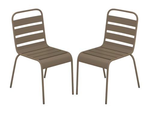 Vente-unique-Gartenstuhl stapelbar 2er-Set - Metall - Taupe - MIRMANDE von MYLIA von Vente-unique