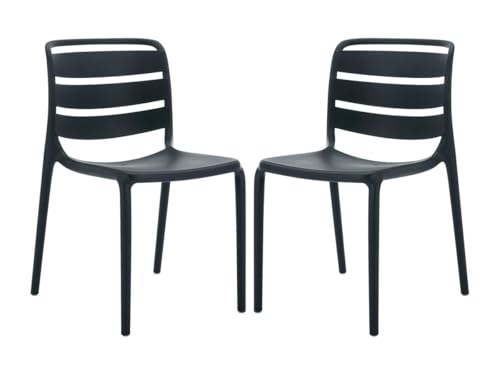 Vente-unique-Gartenstuhl stapelbar 2er-Set - Polypropylen - Schwarz - MOAH von MYLIA von Vente-unique