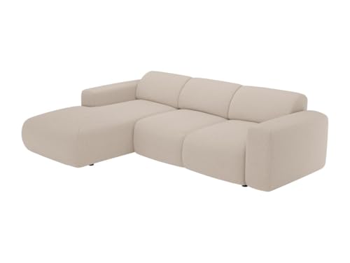 Vente-unique-Großes Ecksofa mit Schlaffunktion - Ecke Links - melierter Stoff - Beige - POGNI von Maison Céphy von Vente-unique