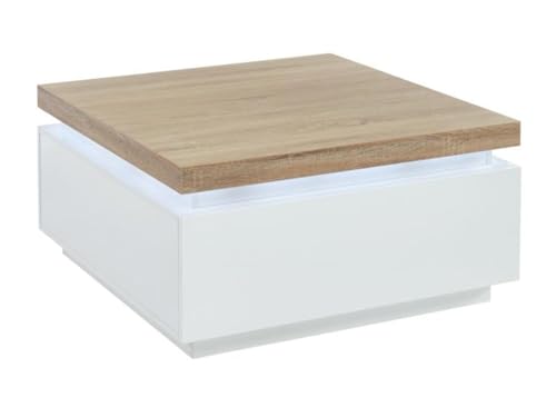Vente-unique Halo II Couchtisch 2 Schubladen MDF lackiert mit LEDs wei· und Eiche von Vente-unique