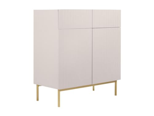 Vente-unique Highboard mit 2 Türen & 2 Schubladen - MDF & Stahl - Beige & Goldfarben - EVILANA von Vente-unique