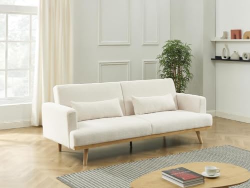 Vente-unique-Klappsofa 3-Sitzer mit Schlaffunktion - Bouclé-Stoff - Weiß - ESME Vente-unique-Klappsofa 3-Sitzer mit Schlaffunktion - Bouclé-Stoff - Weiß - ESME von Vente-unique