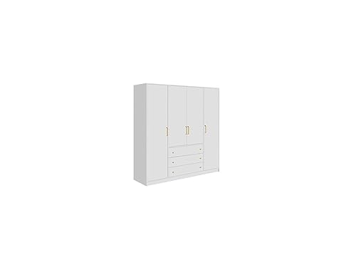 Vente-unique - Kleiderschrank mit 4 Türen & 3 Schubladen - 196 cm - Weiß - Lizandro von Vente-unique