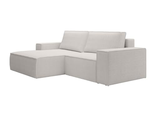 Vente-unique-Kleines Ecksofa mit Schlaffunktion - Ecke Links - Cord - Beige - Amelia von Vente-unique