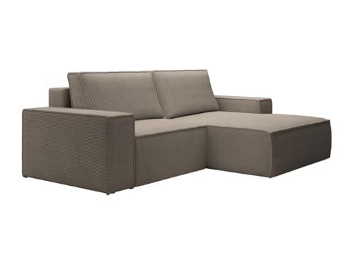 Vente-unique-Kleines Ecksofa mit Schlaffunktion - Ecke rechts - Cord - Taupe - Amelia von Vente-unique