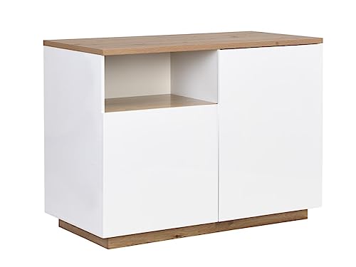 Vente-unique-Kücheninsel mit 2 Türen & 1 Ablagefach aus MDF - Holzfarben & Weiß - CORELINA von Vente-unique