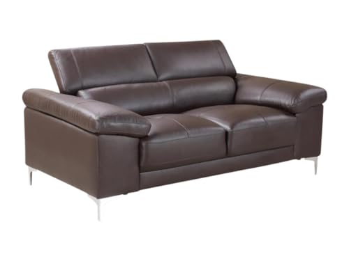 Vente-unique-Ledersofa 2-Sitzer - Braun - Solange von Vente-unique