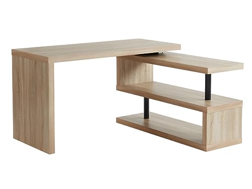 Vente-unique NICEPHORE II Schreibtisch ausziehbar, MDF Eiche, Drehteller 360 von Vente-unique