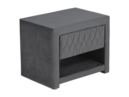 Vente-unique-Nachttisch mit 1 Schublade & 1 Ablage - Samt - Grau - Danielle von Vente-unique