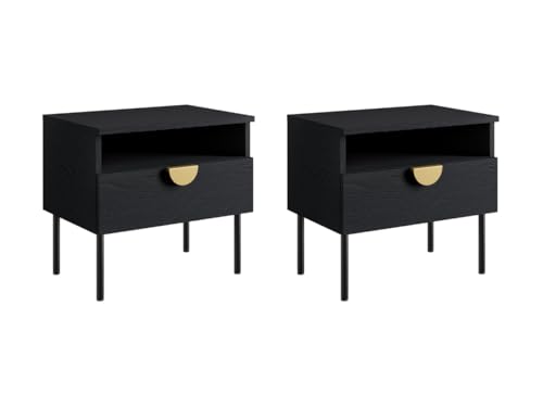 Vente-unique-Nachttische mit 1 Schublade 2er-Set - Schwarz - Nataniel Vente-unique-Nachttische mit 1 Schublade 2er-Set - Schwarz - Nataniel von Vente-unique