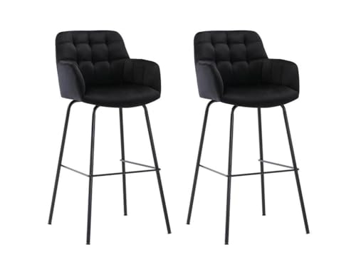 Vente-unique Pascal MORABITO-Barhocker 2er-Set - Samt & Metall - Schwarz - PEGA von Pascal MORABITO von Vente-unique