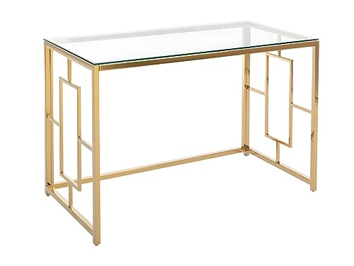 Vente-unique Pascal MORABITO-Schreibtisch - Glas & Stahl - Goldfarben & Transparent - Clotilde von Pascal Morabito Vente-unique Pascal MORABITO-Schreibtisch - Glas & Stahl - Goldfarben & Transparent - Clotilde von Pascal Morabito von Vente-unique