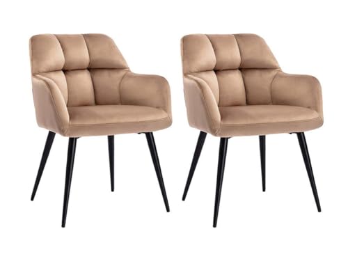 Vente-unique Pascal MORABITO-Stuhl 2er-Set - Samt & Metall - Beige - PEGA von Pascal MORABITO von Vente-unique