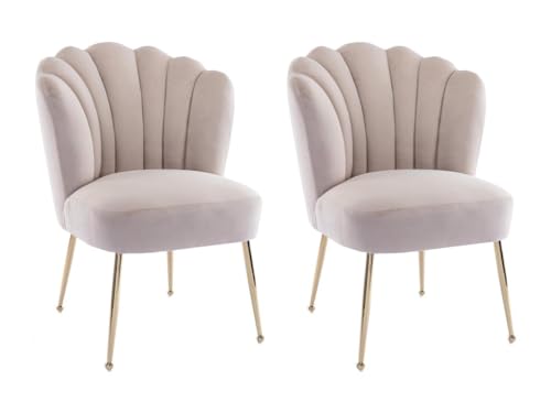 Vente-unique Pascal MORABITO-Stuhl 2er-Set - Samt & goldfarbener Stahl - Beige - RUTY von Pascal MORABITO von Vente-unique