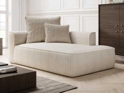Vente-unique-Recamiere - rechtsseitig - grob Gerippter Cord - Beige - PINETA von Vente-unique