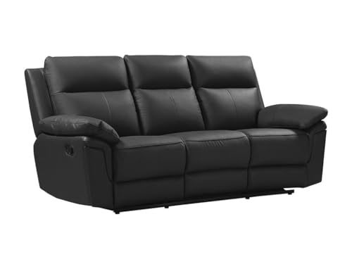 Vente-unique - Relaxsofa 3-Sitzer - Büffelleder - Schwarz - PAKITA von Vente-unique