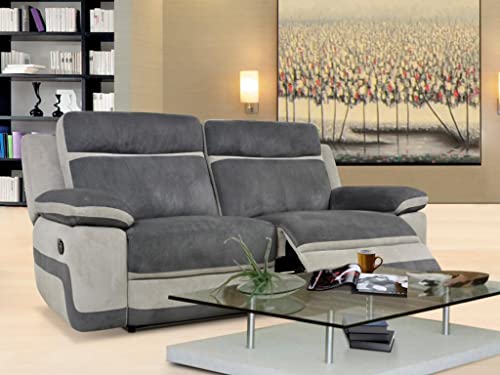Vente-unique Relaxsofa 3-Sitzer - Microfaser - Anthrazit & Hellgrau - TALCA Vente-unique Relaxsofa 3-Sitzer - Microfaser - Anthrazit & Hellgrau - TALCA von Vente-unique